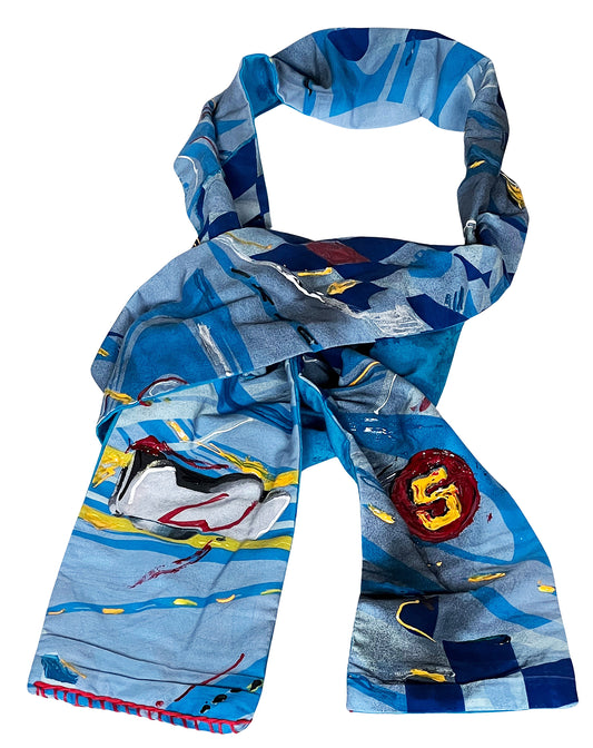 COWBOYS and DEMONS - "SPEED RACER 2" Scarf with Hand Applied Acrylic Accents